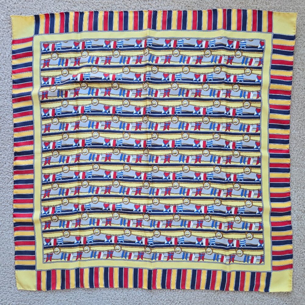 Franco Bassi Silk Square Scarf Signal Flags Nautical Marine Diving Ocean - Picture 2 of 10